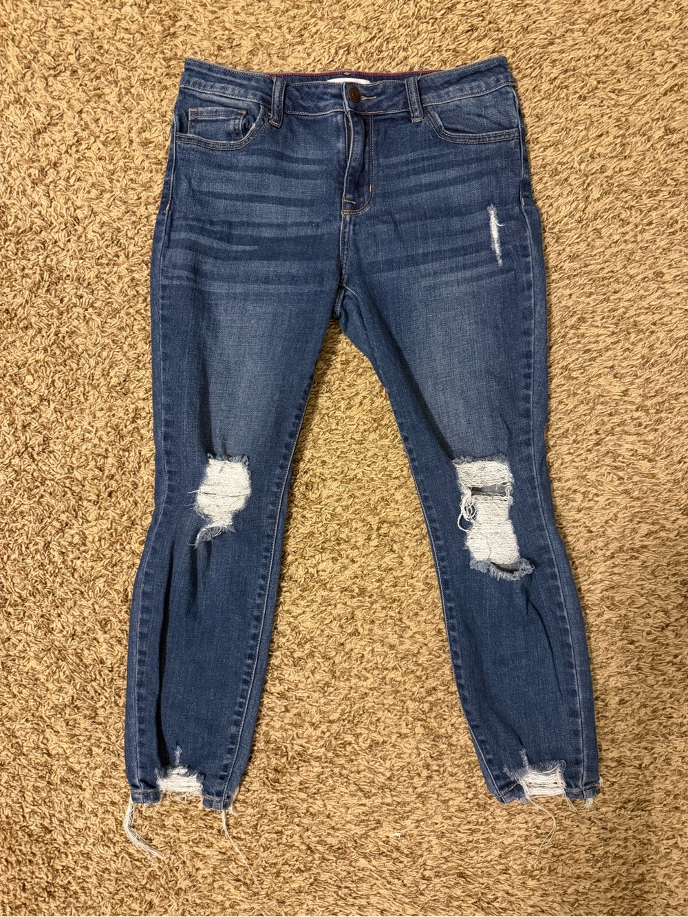Cello Women’s Dark Wash Distressed Skinny Jeans
